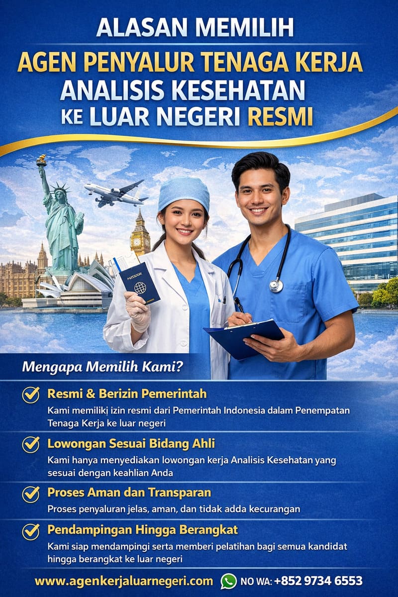 Agen Penyalur Tenaga Kerja Analisis Kesehatan di Luar Negeri Resmi