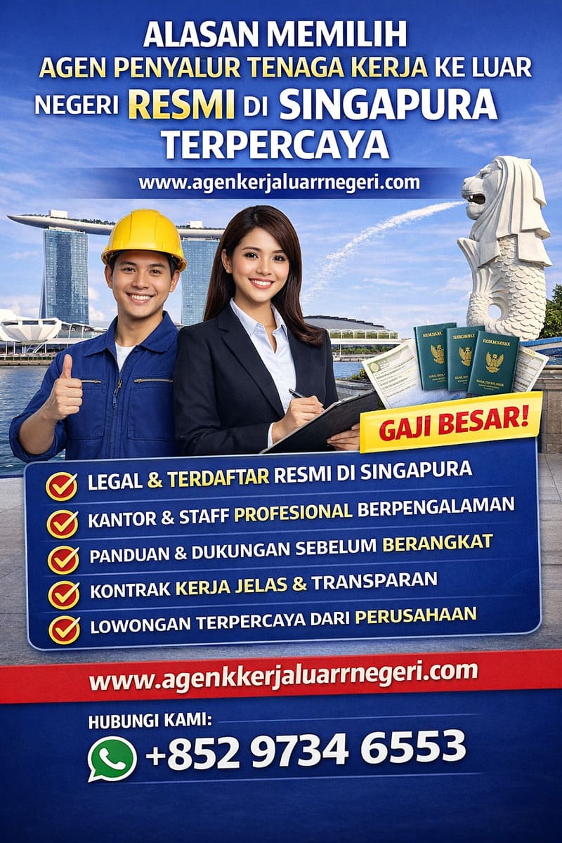 Agen Penyalur Tenaga Kerja Luar Negeri di Singapura Resmi dan Terpercaya